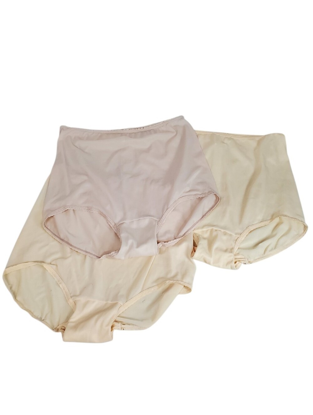 Panties By Bali Size 8 Lingerie Silky Satin Granny Panties Cream Pink Set Of (3)
